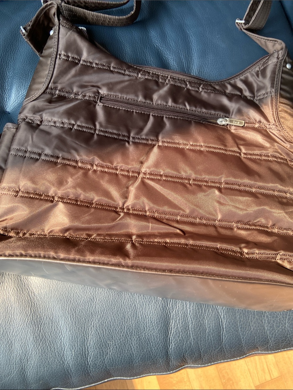 lug Chocolate Brown Quilted Shoulder Bag - Picture 3 of 6
